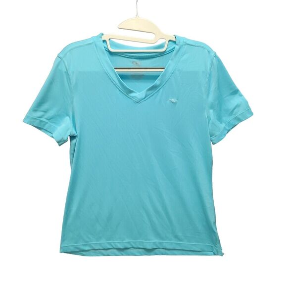Athletic Works Womens T-Shirt Blue Size Medium Polyester Blend Stretch Pullover - Picture 1 of 12